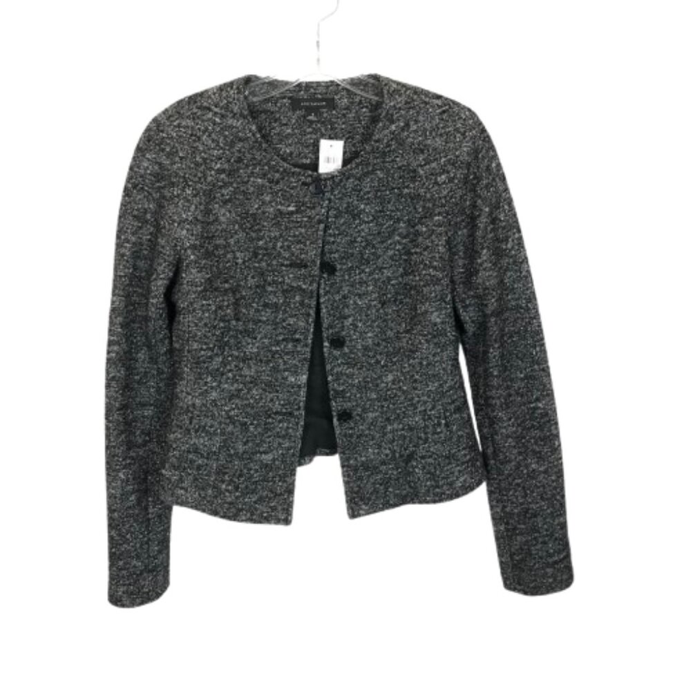 NWT Womens Size 4 Ann Taylor Gray Boiled Wool Blend Longsleeve Blazer Jacket NEW